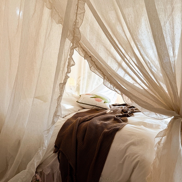 91家纺网 家纺一手货源 找家纺 （总）都市缘蚊帐 2026新款905系列禾风里棉麻落地宫廷蚊帐