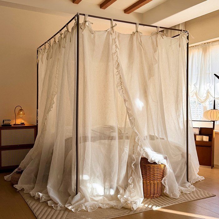 91家纺网 家纺一手货源 找家纺 （总）都市缘蚊帐 2026新款905系列禾风里棉麻落地宫廷蚊帐