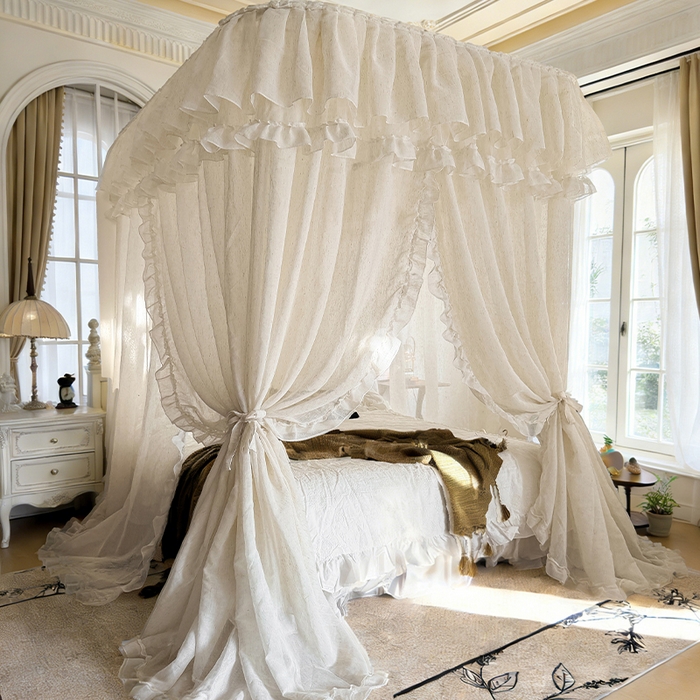 91家纺网 家纺一手货源 找家纺 都市缘蚊帐 2026年新款3303禾风里棉麻轨道宫廷蚊帐1.5m 1.8m 3303禾风里-场景二