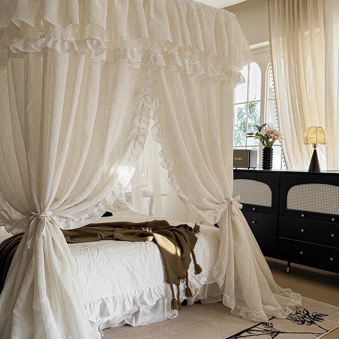 91家纺网 家纺一手货源 找家纺 （总）都市缘蚊帐 2026年新款3303禾风里棉麻轨道宫廷蚊帐1.5m 1.8m