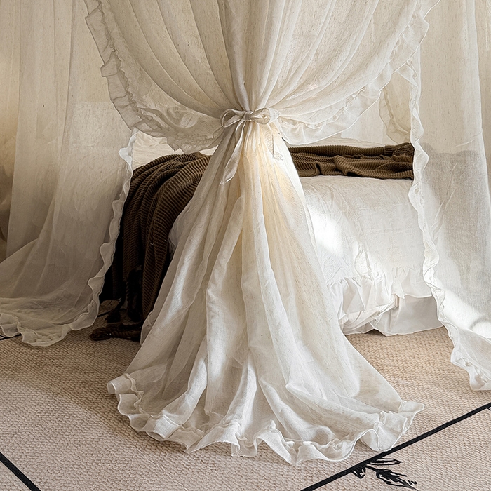 91家纺网 家纺一手货源 找家纺 （总）都市缘蚊帐 2026年新款3303禾风里棉麻轨道宫廷蚊帐1.5m 1.8m