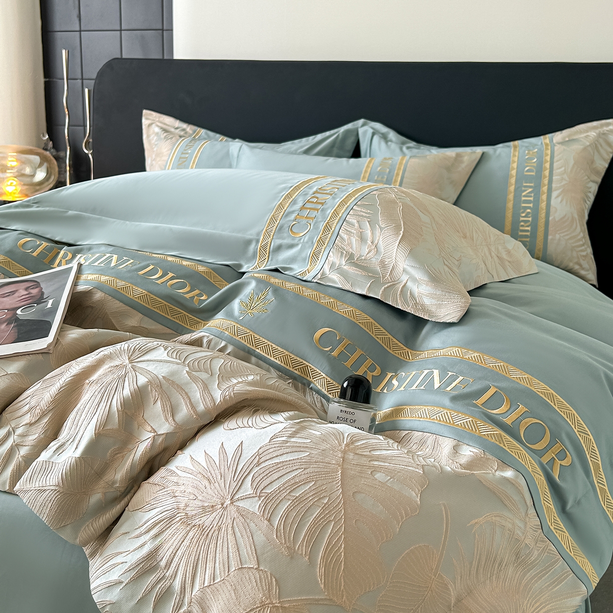 置顶家纺 2026新款羽枫亲肤提花刺绣四件套 羽枫-繁星蓝