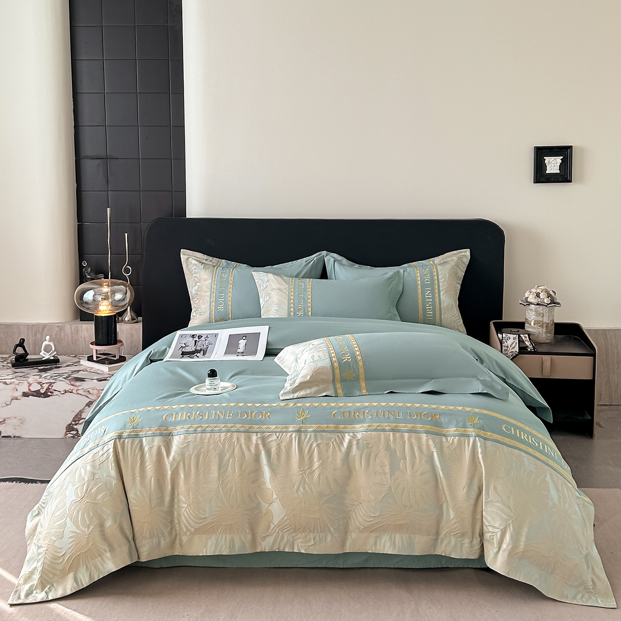 91家纺网 家纺一手货源 找家纺 置顶家纺 2026新款羽枫亲肤提花刺绣四件套 羽枫-繁星蓝