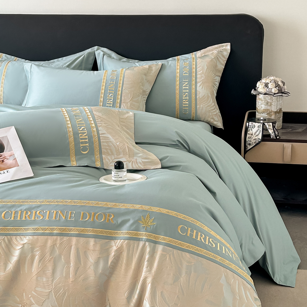 91家纺网 家纺一手货源 找家纺 置顶家纺 2026新款羽枫亲肤提花刺绣四件套 羽枫-繁星蓝