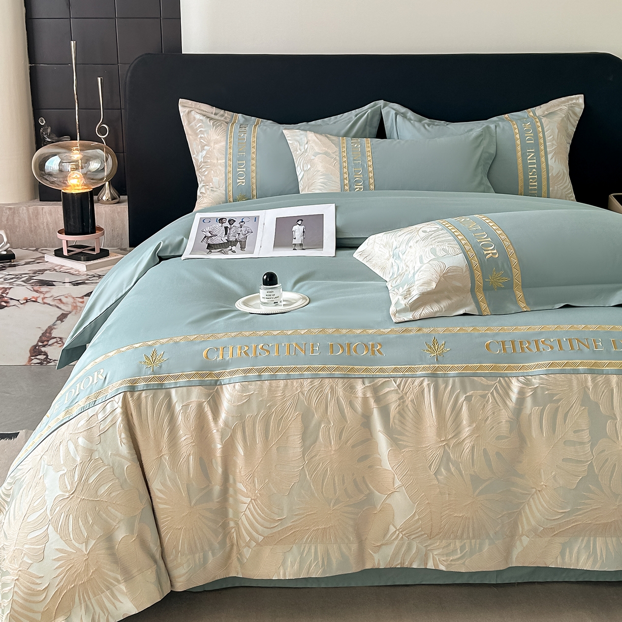 91家纺网 家纺一手货源 找家纺 置顶家纺 2026新款羽枫亲肤提花刺绣四件套 羽枫-繁星蓝