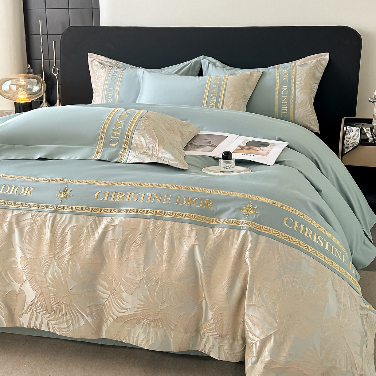 91家纺网 家纺一手货源 找家纺 置顶家纺 2026新款羽枫亲肤提花刺绣四件套 羽枫-繁星蓝