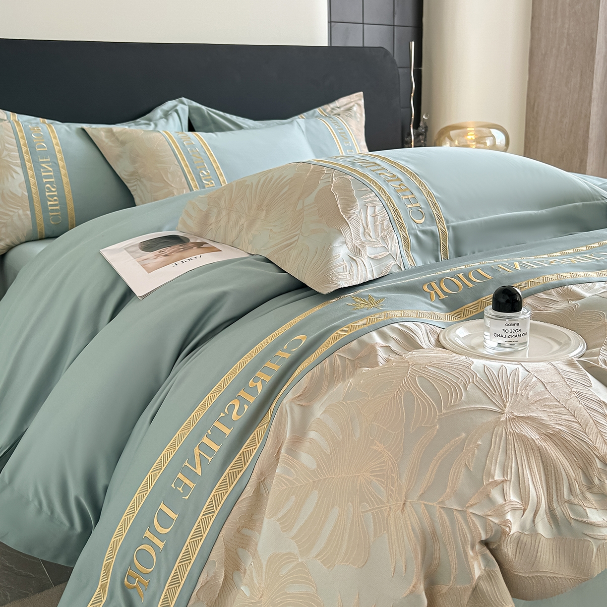 91家纺网 家纺一手货源 找家纺 置顶家纺 2026新款羽枫亲肤提花刺绣四件套 羽枫-繁星蓝