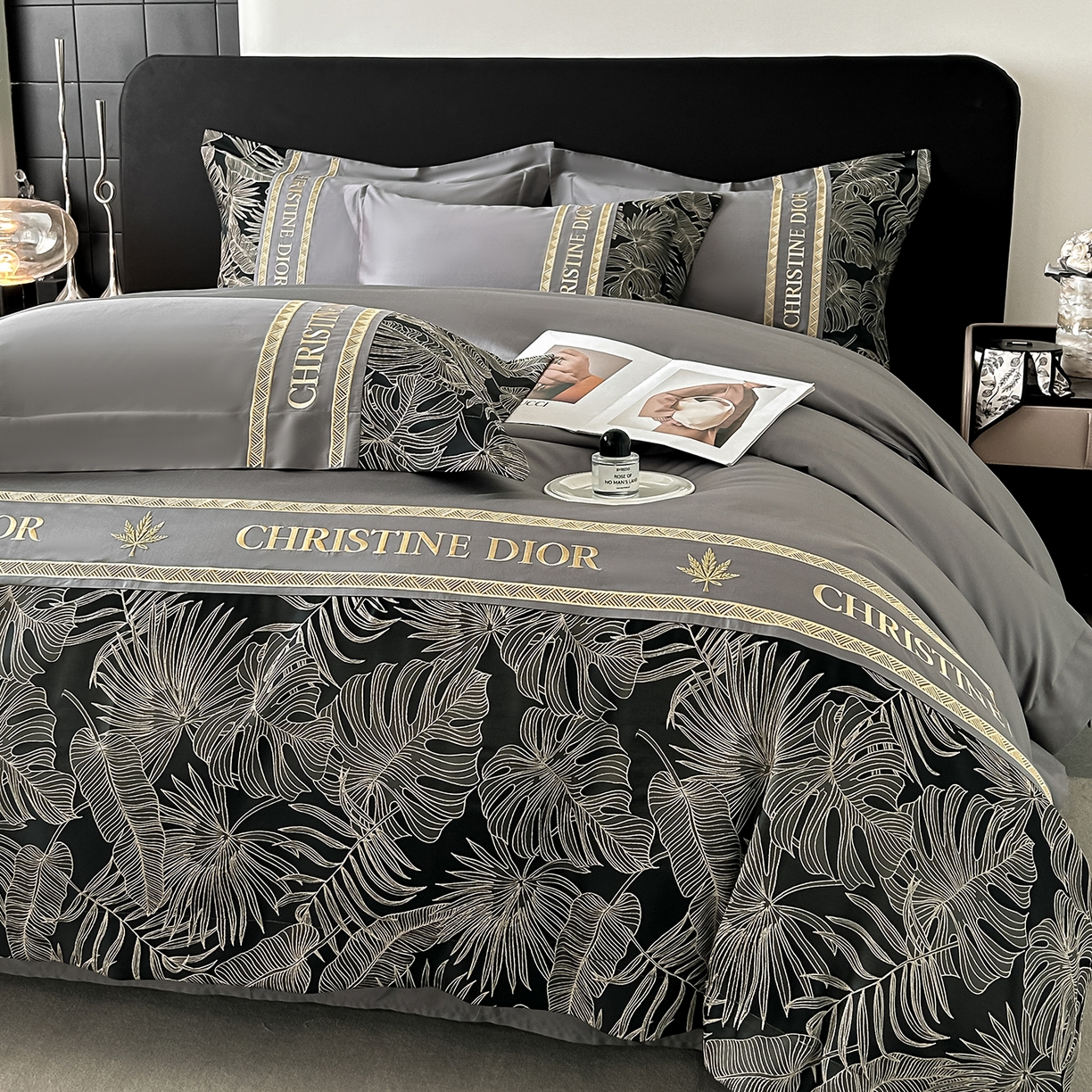 91家纺网 家纺一手货源 找家纺 置顶家纺 2026新款羽枫亲肤提花刺绣四件套 羽枫-高级灰