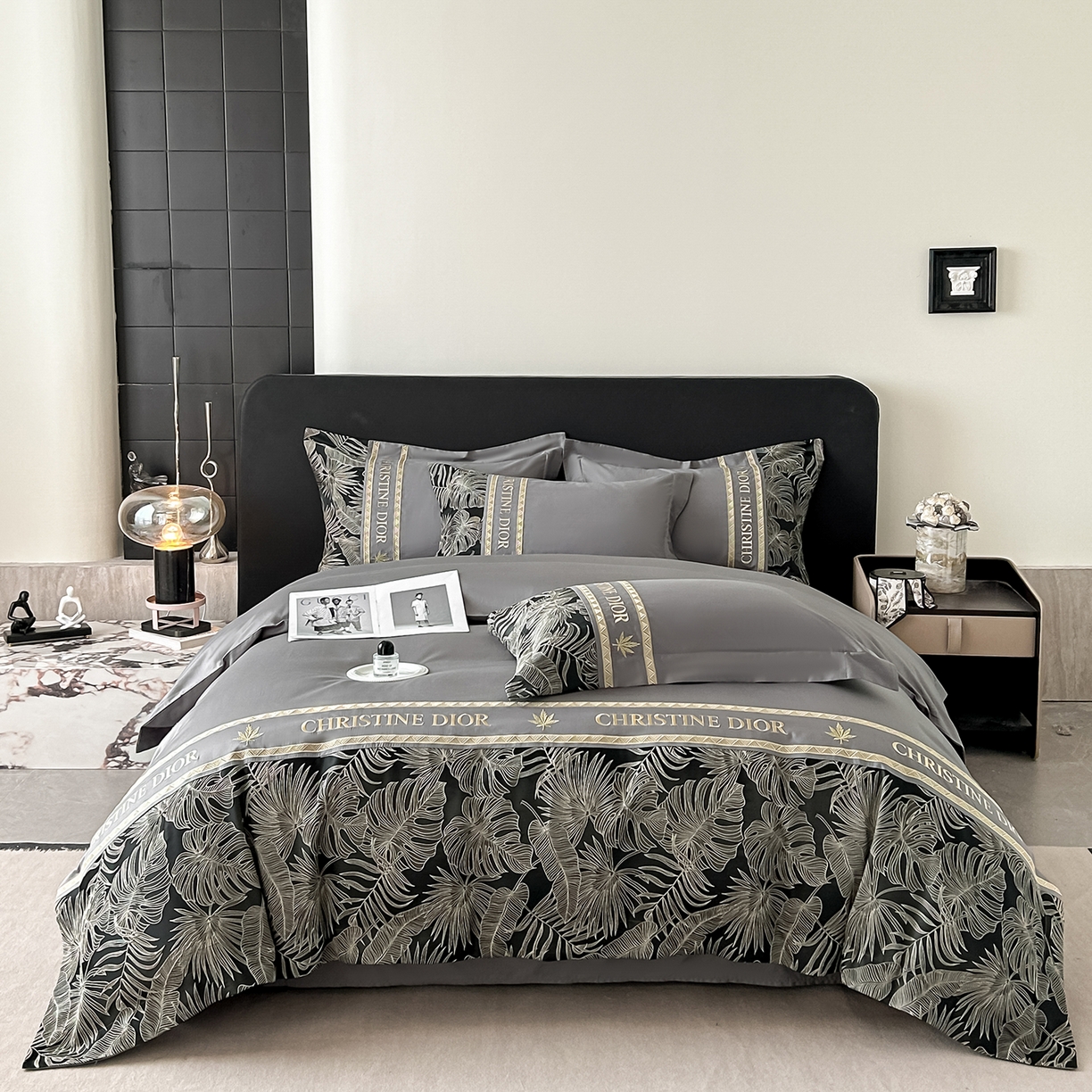 91家纺网 家纺一手货源 找家纺 置顶家纺 2026新款羽枫亲肤提花刺绣四件套 羽枫-高级灰