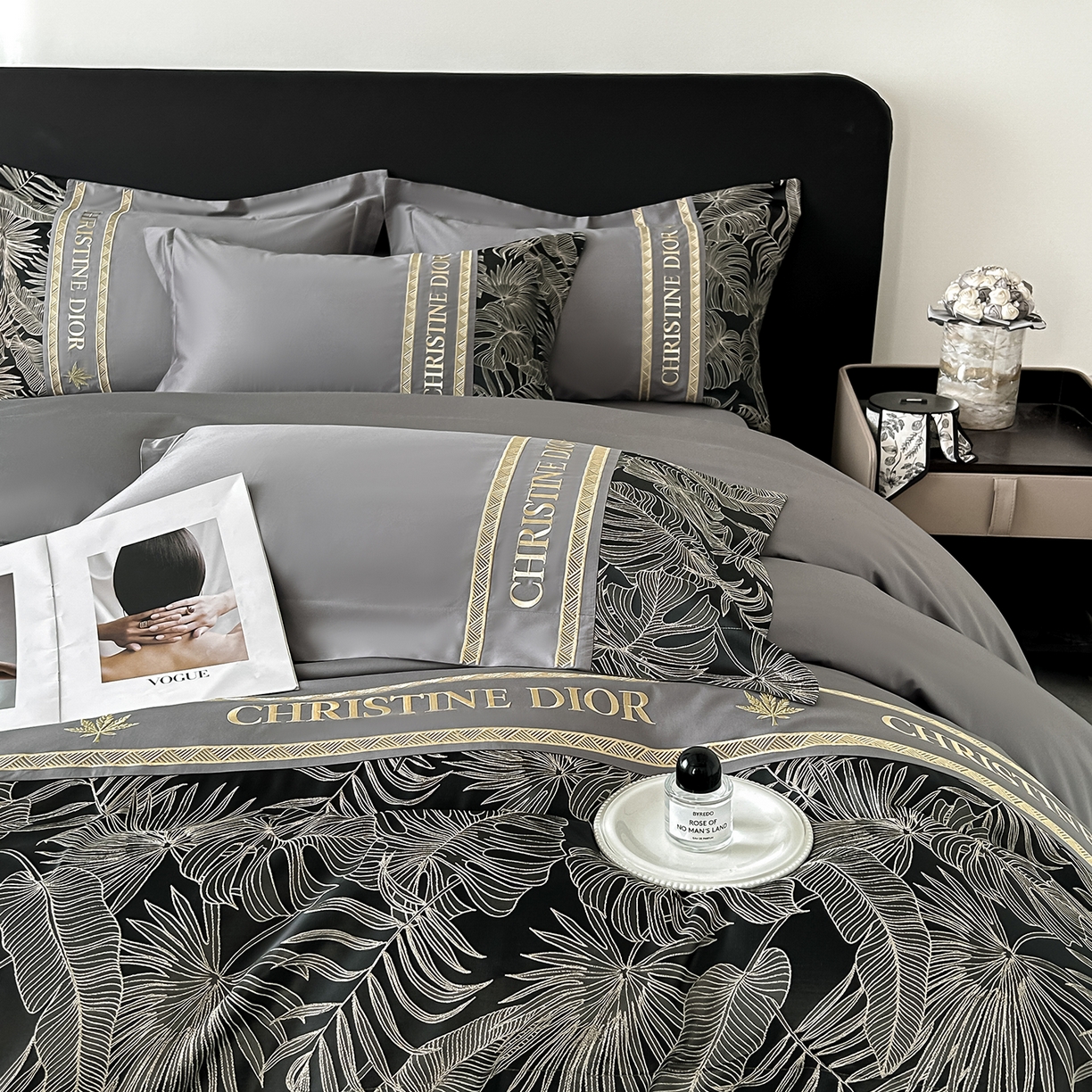 91家纺网 家纺一手货源 找家纺 置顶家纺 2026新款羽枫亲肤提花刺绣四件套 羽枫-高级灰