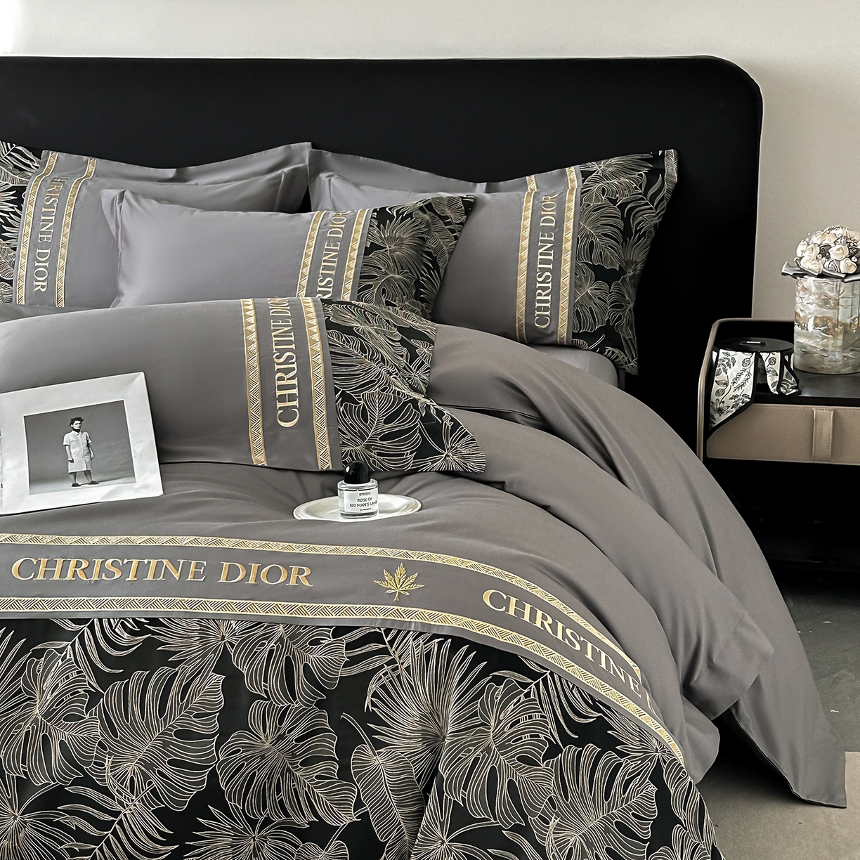 91家纺网 家纺一手货源 找家纺 置顶家纺 2026新款羽枫亲肤提花刺绣四件套 羽枫-高级灰