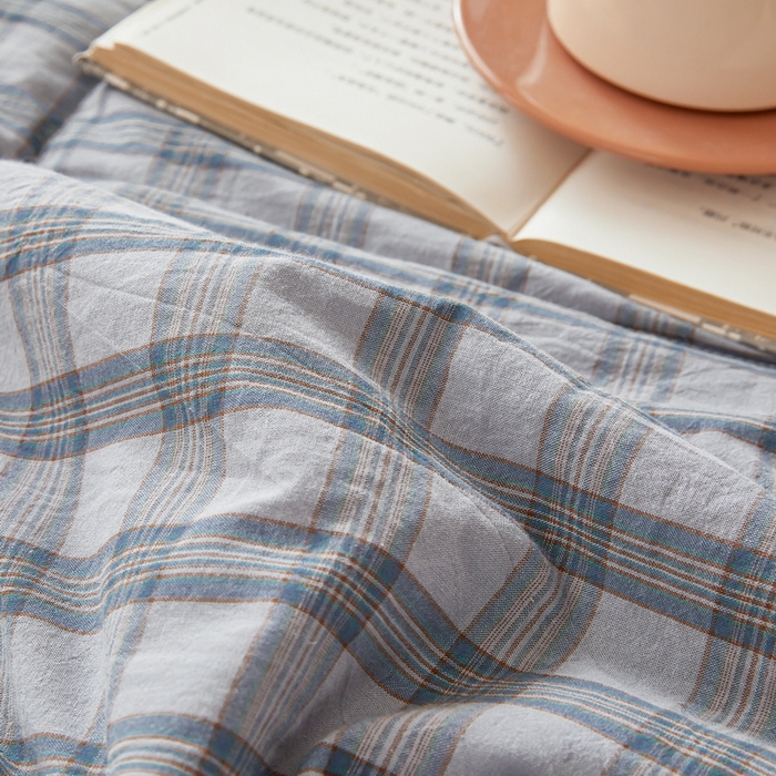 91家纺网 家纺一手货源 找家纺 猎鹿人家纺 2026新款A类水洗棉新疆棉花夏被 被子被芯 烟雨蓝