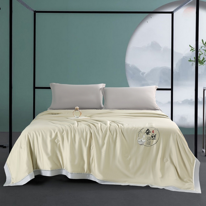 91家纺网 家纺一手货源 找家纺 （总）薇玛仕 2026春夏新款镂空款60天丝莱赛尔蚕丝纯色夏凉被空调被