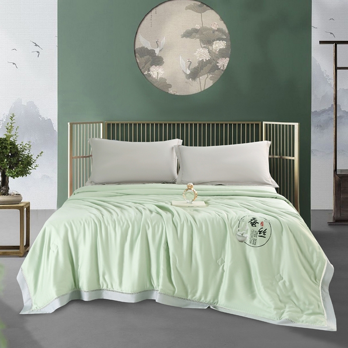 91家纺网 家纺一手货源 找家纺 （总）薇玛仕 2026春夏新款镂空款60天丝莱赛尔蚕丝纯色夏凉被空调被