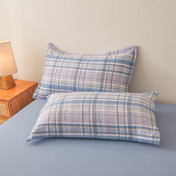 91家纺网 家纺一手货源 找家纺 西域种棉人 2026新款A类新疆棉花夏凉被加宽包边水洗棉无印格子印花吸湿透气棉花夏被空调被 格子蓝