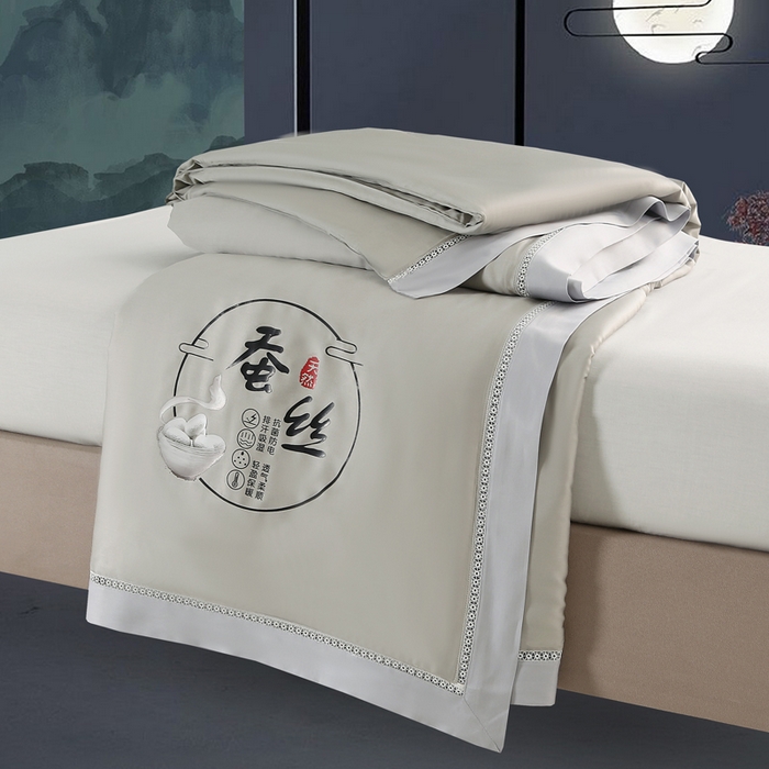 91家纺网 家纺一手货源 找家纺 （总）薇玛仕 2026春夏新款镂空款60天丝莱赛尔蚕丝纯色夏凉被空调被