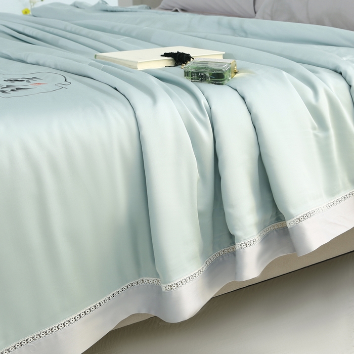 91家纺网 家纺一手货源 找家纺 薇玛仕 2026春夏新款镂空款60天丝莱赛尔蚕丝纯色夏凉被空调被 莫兰迪