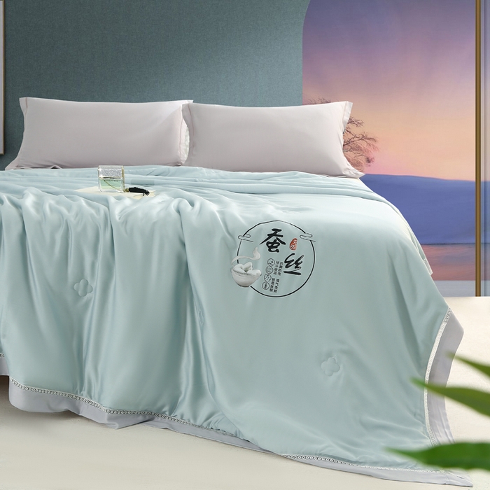 91家纺网 家纺一手货源 找家纺 薇玛仕 2026春夏新款镂空款60天丝莱赛尔蚕丝纯色夏凉被空调被 莫兰迪