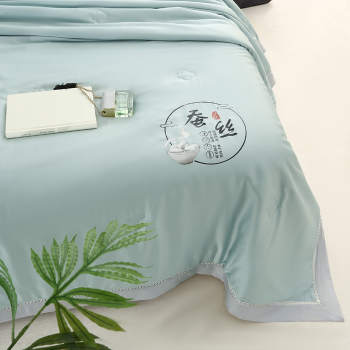 91家纺网 家纺一手货源 找家纺 薇玛仕 2026春夏新款镂空款60天丝莱赛尔蚕丝纯色夏凉被空调被 莫兰迪