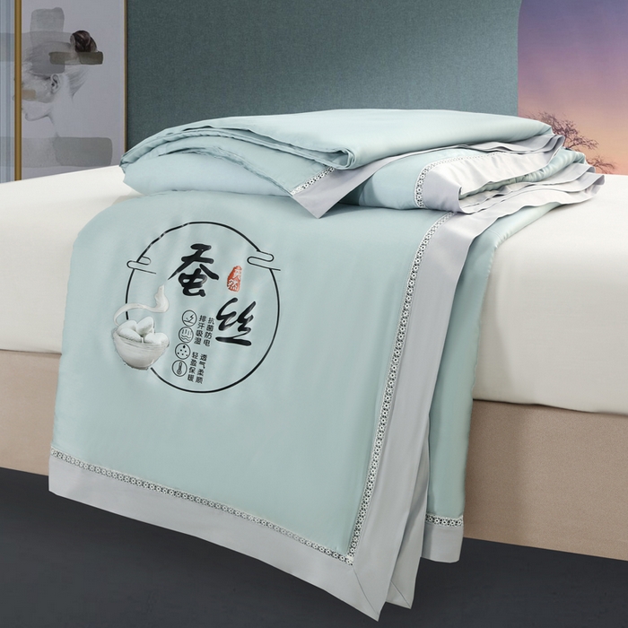 91家纺网 家纺一手货源 找家纺 薇玛仕 2026春夏新款镂空款60天丝莱赛尔蚕丝纯色夏凉被空调被 莫兰迪