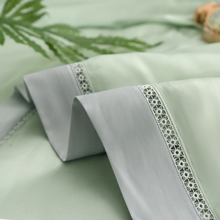 91家纺网 家纺一手货源 找家纺 薇玛仕 2026春夏新款镂空款60天丝莱赛尔蚕丝纯色夏凉被空调被 嫩绿