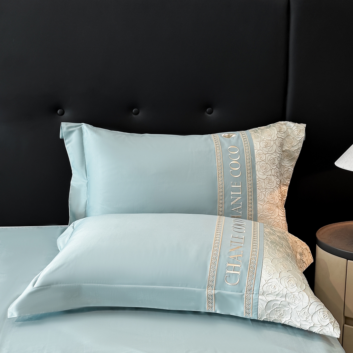 91家纺网 家纺一手货源 找家纺 置顶家纺 2026新款香芙亲肤提花刺绣四件套 香芙-繁星蓝