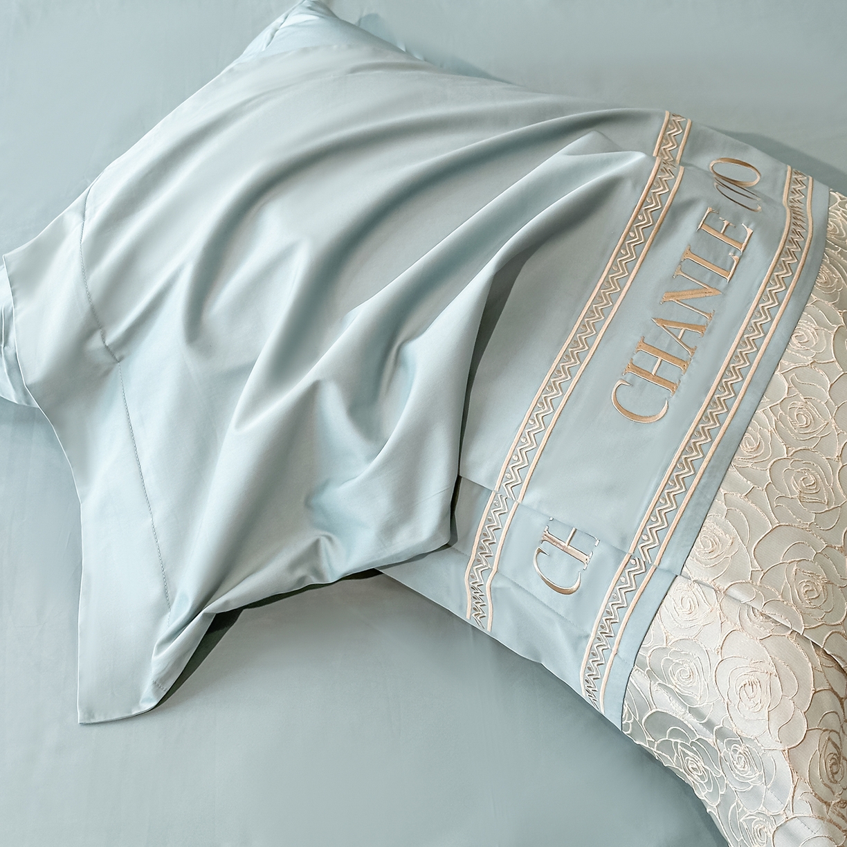 91家纺网 家纺一手货源 找家纺 置顶家纺 2026新款香芙亲肤提花刺绣四件套 香芙-繁星蓝