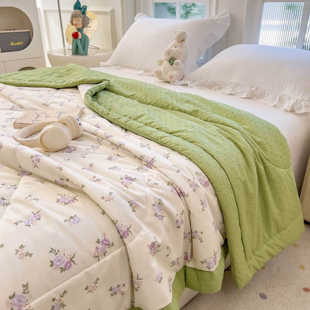 91家纺网 家纺一手货源 找家纺 （总）斯尔顿 2026新款印花夏凉豆豆夏被手工包边被子被芯儿童