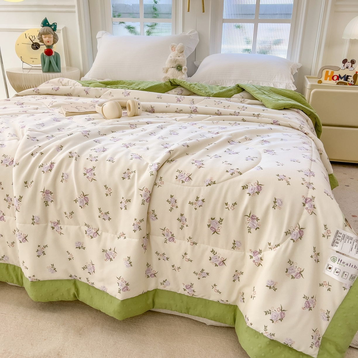 91家纺网 家纺一手货源 找家纺 （总）斯尔顿 2026新款印花夏凉豆豆夏被手工包边被子被芯儿童