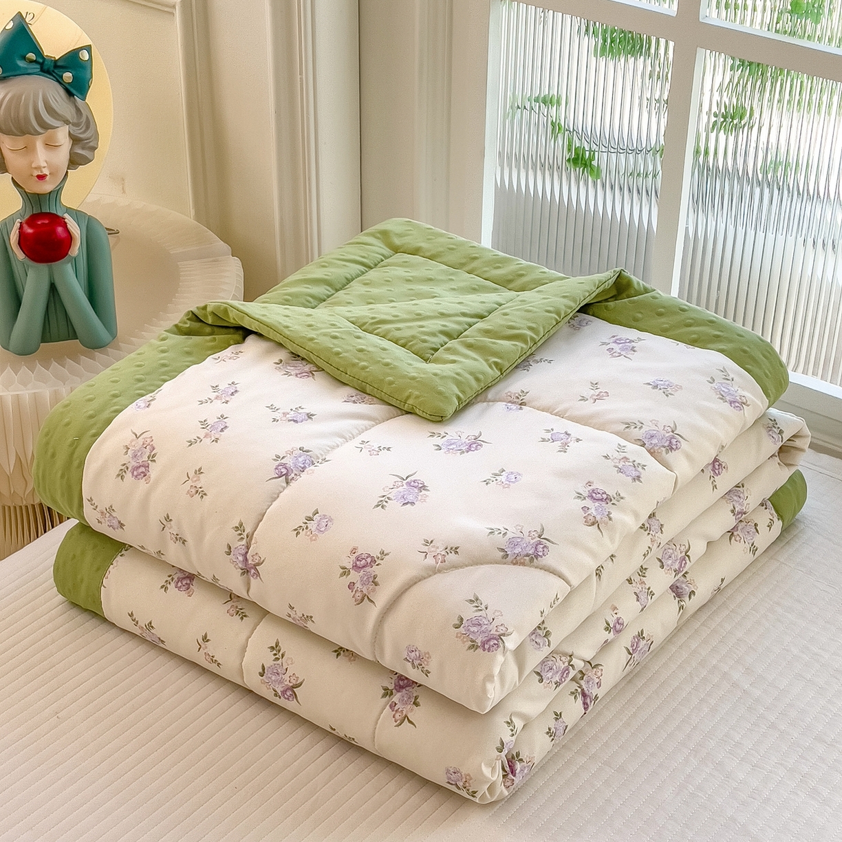 91家纺网 家纺一手货源 找家纺 （总）斯尔顿 2026新款印花夏凉豆豆夏被手工包边被子被芯儿童