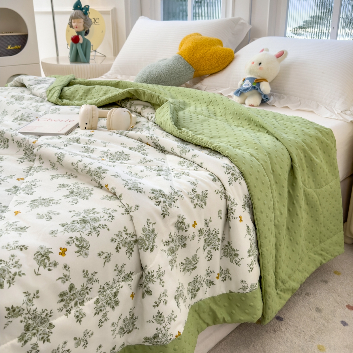 91家纺网 家纺一手货源 找家纺 斯尔顿 2026新款印花夏凉豆豆夏被手工包边被子被芯儿童 山奈