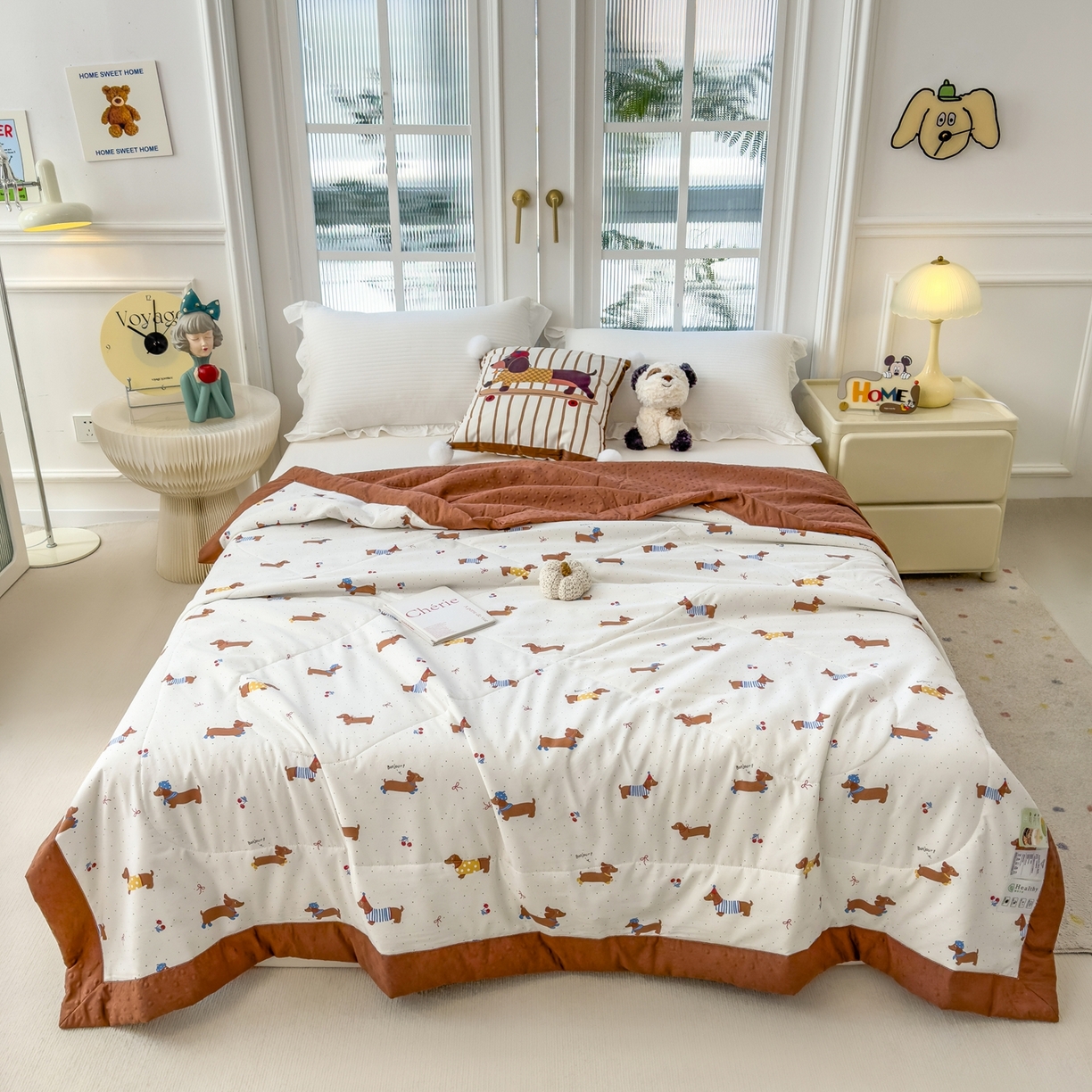 91家纺网 家纺一手货源 找家纺 斯尔顿 2026新款印花夏凉豆豆夏被手工包边被子被芯儿童 波点腊肠