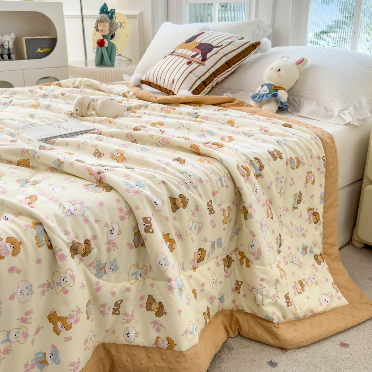 91家纺网 家纺一手货源 找家纺 斯尔顿 2026新款印花夏凉豆豆夏被手工包边被子被芯儿童 西高地