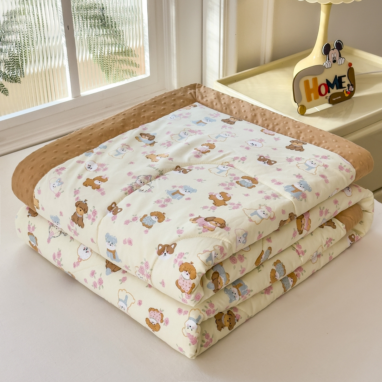 91家纺网 家纺一手货源 找家纺 斯尔顿 2026新款印花夏凉豆豆夏被手工包边被子被芯儿童 西高地