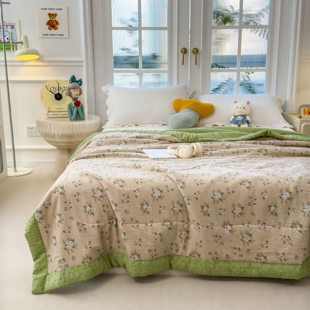 91家纺网 家纺一手货源 找家纺 斯尔顿 2026新款印花夏凉豆豆夏被手工包边被子被芯儿童 幽兰拿铁