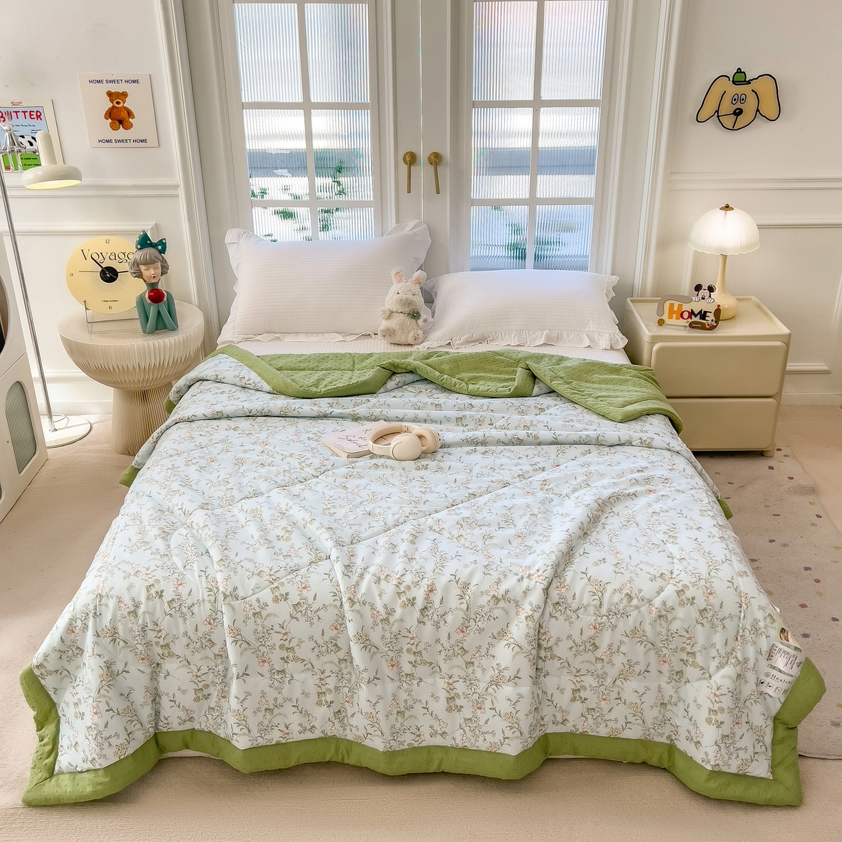 91家纺网 家纺一手货源 找家纺 斯尔顿 2026新款印花夏凉豆豆夏被手工包边被子被芯儿童 蔚蓝庄园