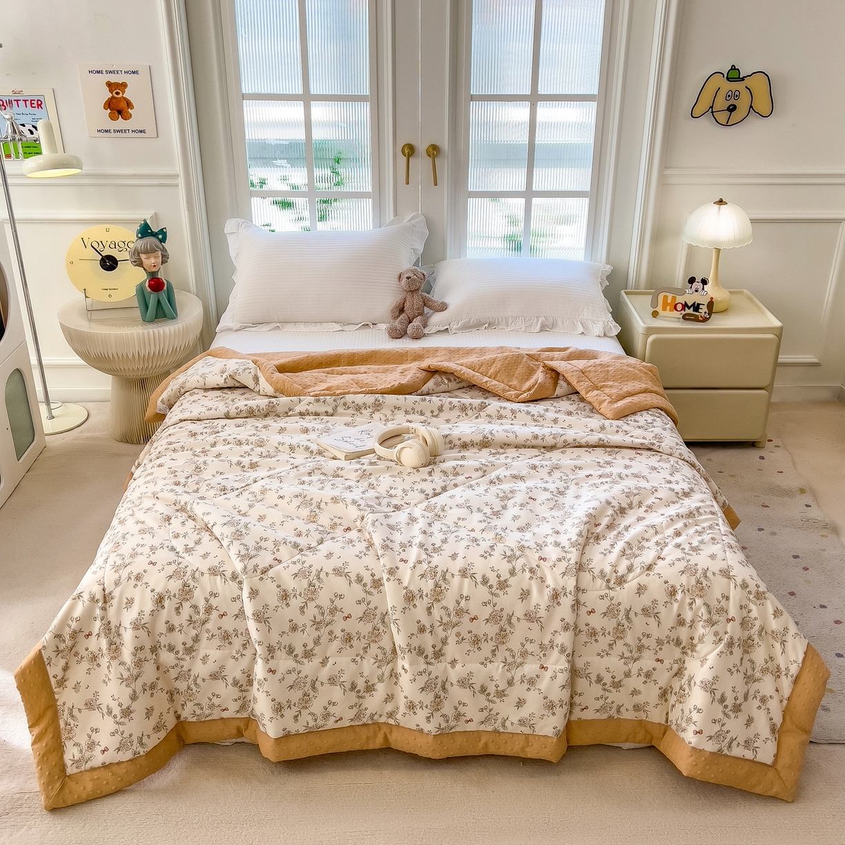 91家纺网 家纺一手货源 找家纺 斯尔顿 2026新款印花夏凉豆豆夏被手工包边被子被芯儿童 塞纳花影