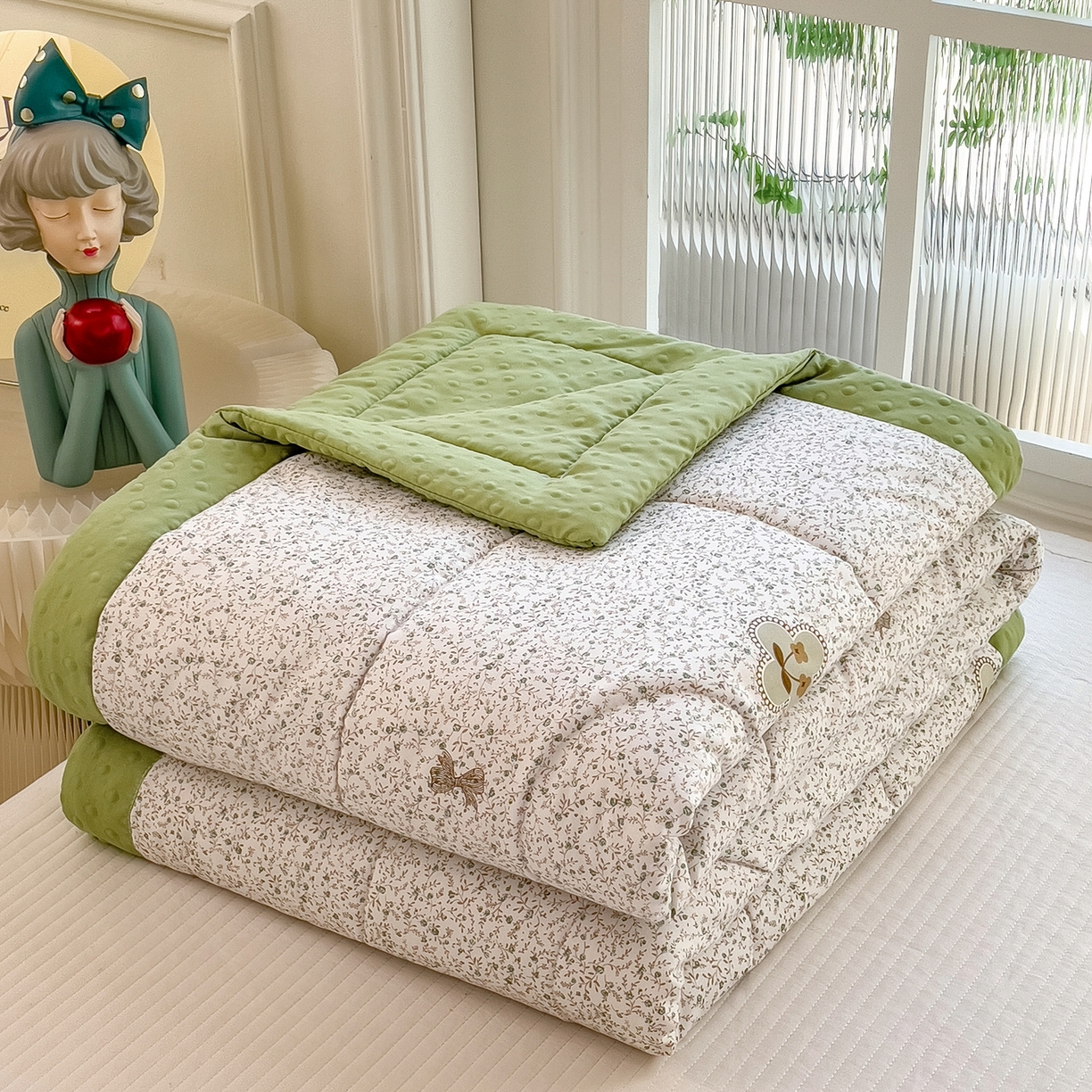 91家纺网 家纺一手货源 找家纺 斯尔顿 2026新款印花夏凉豆豆夏被手工包边被子被芯儿童 春野织梦