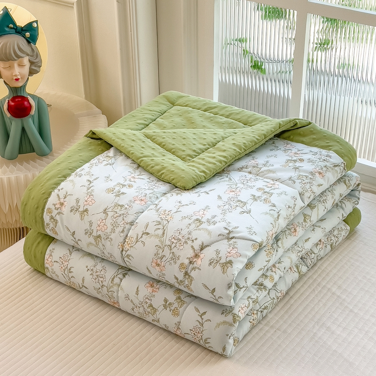 91家纺网 家纺一手货源 找家纺 斯尔顿 2026新款印花夏凉豆豆夏被手工包边被子被芯儿童 蔚蓝庄园