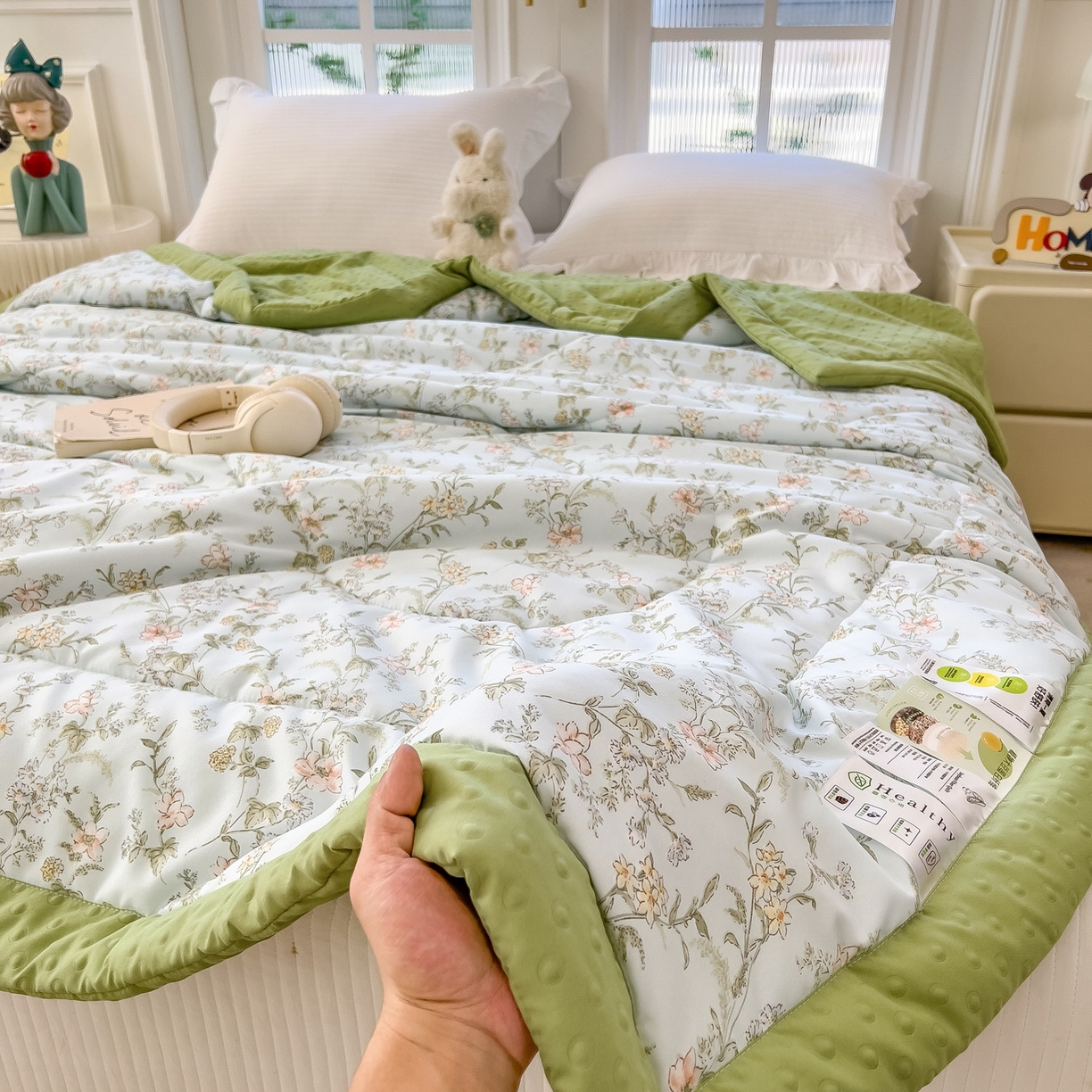 91家纺网 家纺一手货源 找家纺 斯尔顿 2026新款印花夏凉豆豆夏被手工包边被子被芯儿童 蔚蓝庄园