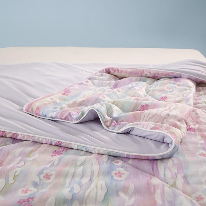 91家纺网 家纺一手货源 找家纺 金昱纺 2026春夏新款A类全棉双层纱棉花单夏被夏凉被空调被 禾棠映月-紫