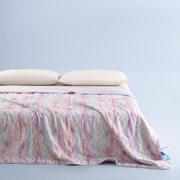 91家纺网 家纺一手货源 找家纺 金昱纺 2026春夏新款A类全棉双层纱棉花单夏被夏凉被空调被 禾棠映月-紫