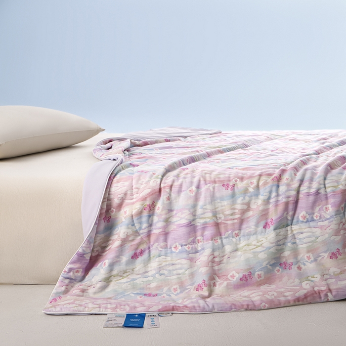 91家纺网 家纺一手货源 找家纺 金昱纺 2026春夏新款A类全棉双层纱棉花单夏被夏凉被空调被 禾棠映月-紫