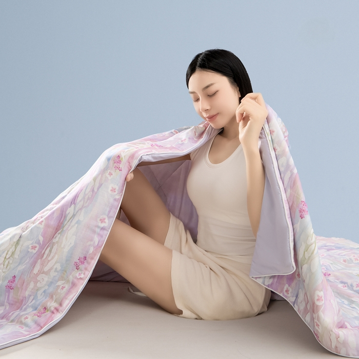 91家纺网 家纺一手货源 找家纺 金昱纺 2026春夏新款A类全棉双层纱棉花单夏被夏凉被空调被 禾棠映月-紫