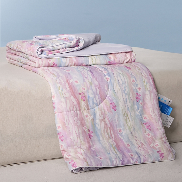 91家纺网 家纺一手货源 找家纺 金昱纺 2026春夏新款A类全棉双层纱棉花单夏被夏凉被空调被 禾棠映月-紫