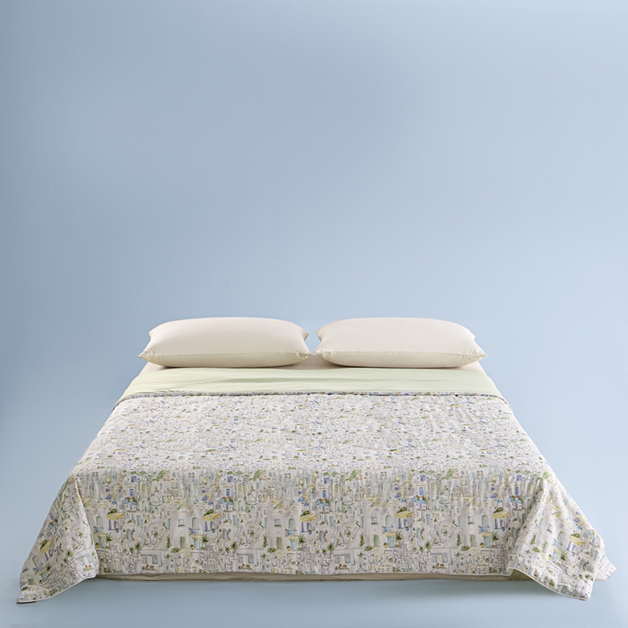 金昱纺 2026春夏新款A类全棉双层纱棉花单夏被夏凉被空调被 浪漫小镇-绿