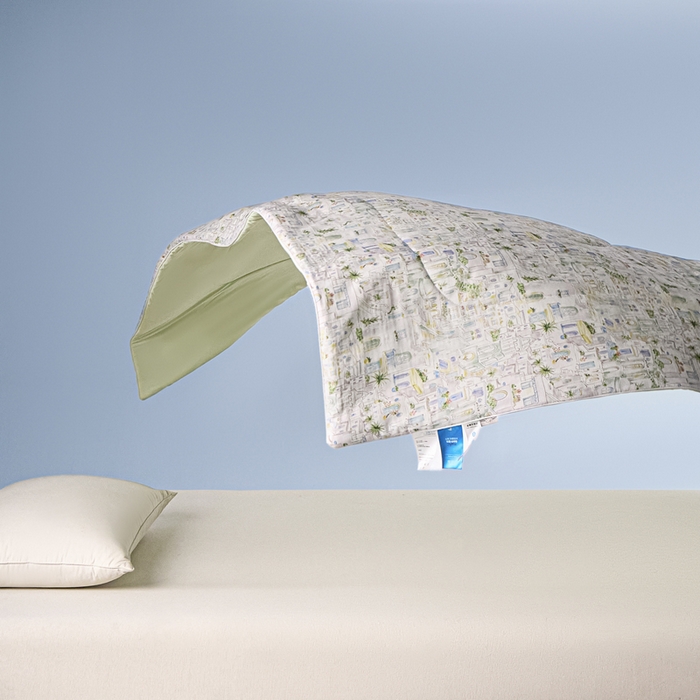 91家纺网 家纺一手货源 找家纺 金昱纺 2026春夏新款A类全棉双层纱棉花单夏被夏凉被空调被 浪漫小镇-绿