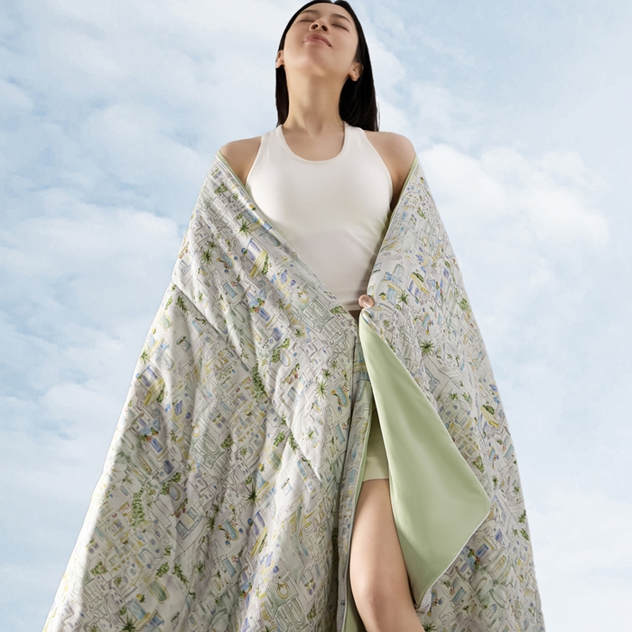 91家纺网 家纺一手货源 找家纺 金昱纺 2026春夏新款A类全棉双层纱棉花单夏被夏凉被空调被 浪漫小镇-绿