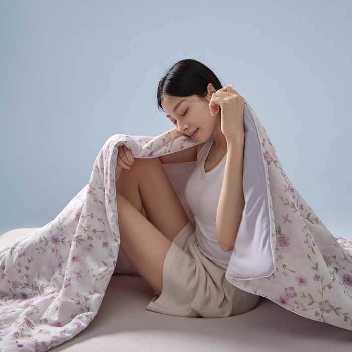 91家纺网 家纺一手货源 找家纺 金昱纺 2026春夏新款A类全棉双层纱棉花单夏被夏凉被空调被 莲礼枝-紫