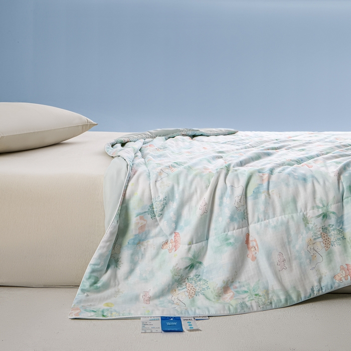 91家纺网 家纺一手货源 找家纺 金昱纺 2026春夏新款A类全棉双层纱棉花单夏被夏凉被空调被 萌宠出游